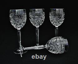 Waterford Crystal Overture Pattern (4) 8 Wine Glasses Etch Signed On Base