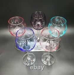 Waterford Crystal POLKA DOT Set/5 Balloon Wine/Water Glasses EXCELLENT