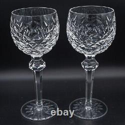 Waterford Crystal Powerscourt Wine Hock Glass Pair 7 3/8 FREE USA SHIPPING