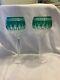 Waterford Crystal Set of 2 Green Clarendon Wine Goblets Smaller