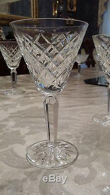 Waterford Crystal, Set of 8 Wine Glasses, Tyrone Pattern, 6.5, Signed, Flawless