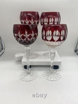 Waterford Crystal Setof 4 AJKA Crystal Ruby Hock Cut to Clear Wine Glasses 8.25