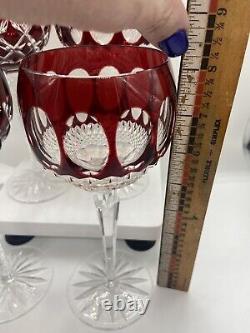 Waterford Crystal Setof 4 AJKA Crystal Ruby Hock Cut to Clear Wine Glasses 8.25