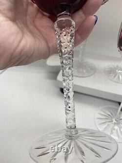 Waterford Crystal Setof 4 AJKA Crystal Ruby Hock Cut to Clear Wine Glasses 8.25