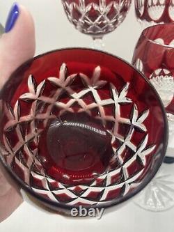 Waterford Crystal Setof 4 AJKA Crystal Ruby Hock Cut to Clear Wine Glasses 8.25