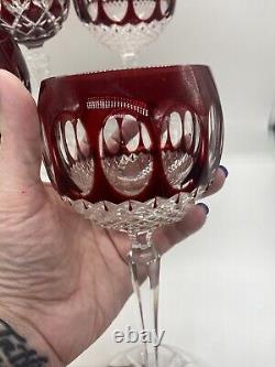 Waterford Crystal Setof 4 AJKA Crystal Ruby Hock Cut to Clear Wine Glasses 8.25