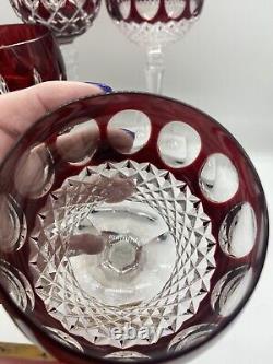 Waterford Crystal Setof 4 AJKA Crystal Ruby Hock Cut to Clear Wine Glasses 8.25