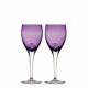 Waterford Crystal W Wine Glasses HEATHER AMETHYST Goblets PAIR NEW / BOX