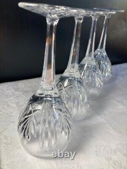 Waterford Crystal Wine Glass Goblet Cut Vertical, Fan, 7 in Set of 4