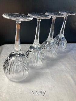 Waterford Crystal Wine Glass Goblet Cut Vertical, Fan, 7 in Set of 4