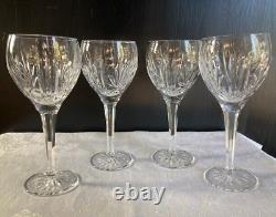 Waterford Crystal Wine Glass Goblet Cut Vertical, Fan, 7 in Set of 4