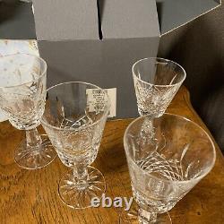 Waterford Crystal Wine Glasses, Set Of 4, Clare Kenmare Ashling Claret w Org Box