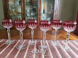 Waterford Cut To Clear Crystal Clarendon Ruby Red 8 Wine Hocks Set of 6