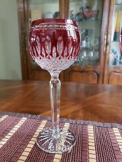 Waterford Cut To Clear Crystal Clarendon Ruby Red 8 Wine Hocks Set of 6