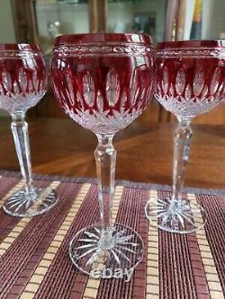 Waterford Cut To Clear Crystal Clarendon Ruby Red 8 Wine Hocks Set of 6