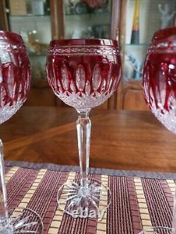 Waterford Cut To Clear Crystal Clarendon Ruby Red 8 Wine Hocks Set of 6