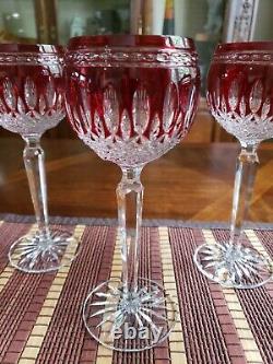 Waterford Cut To Clear Crystal Clarendon Ruby Red 8 Wine Hocks Set of 6