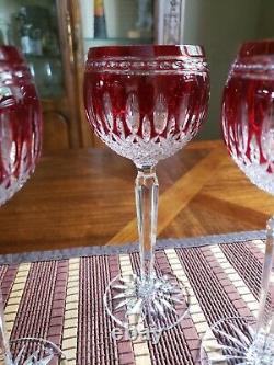 Waterford Cut To Clear Crystal Clarendon Ruby Red 8 Wine Hocks Set of 6