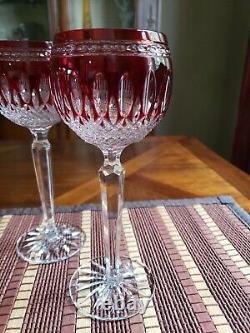 Waterford Cut To Clear Crystal Clarendon Ruby Red 8 Wine Hocks Set of 6