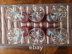 Waterford Cut To Clear Crystal Clarendon Ruby Red 8 Wine Hocks Set of 6