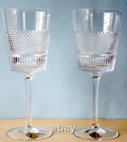 Waterford Diamond Line Crystal Wine Glasses Pair 10 oz. #40029276 New
