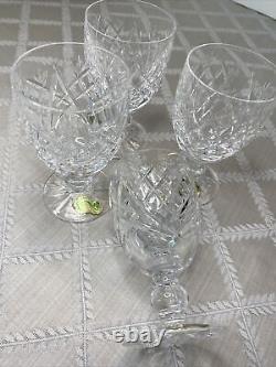 Waterford Donegal Claret Wine Glasses Set of 4 Vintage Crystal Stemware Mint