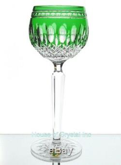 Waterford Emerald Green Cut to Clear Crystal Clarendon Wine Hock Goblet New