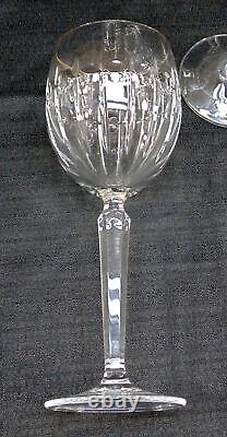 Waterford Glenville Crystal Lot Of 6 Wine Water Goblet Glasses 8 Tall Gold Rim