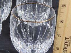 Waterford Glenville Crystal Lot Of 6 Wine Water Goblet Glasses 8 Tall Gold Rim