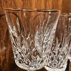 Waterford Golden Lismore Tall Wine & Iced Beverage Crystal Glass Set Of 4