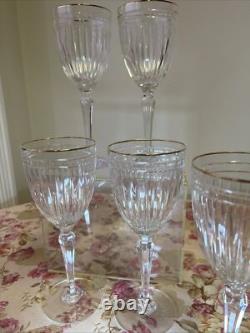 Waterford Hanover Gold 6 Crystal Wine Glasses 8.5 Marked Marquis By Waterford