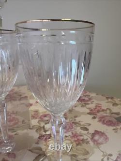 Waterford Hanover Gold 6 Crystal Wine Glasses 8.5 Marked Marquis By Waterford