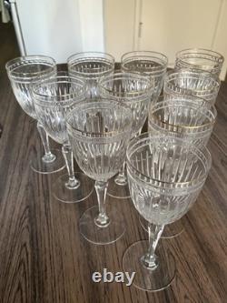 Waterford Hanover Gold Marquis Wine / Water Goblets Gold Rim Medium, SET OF 10