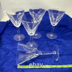 Waterford Ireland Clear Crystal Sheila Cut Glass Water Wine Goblets 7 Set of 5