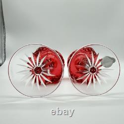 Waterford Ireland Crystal #146269 Lismore Crimson Hock Wine Glasses Set of 2