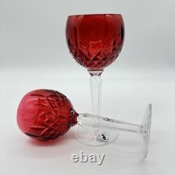 Waterford Ireland Crystal #146269 Lismore Crimson Hock Wine Glasses Set of 2