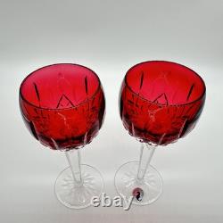 Waterford Ireland Crystal #146269 Lismore Crimson Hock Wine Glasses Set of 2