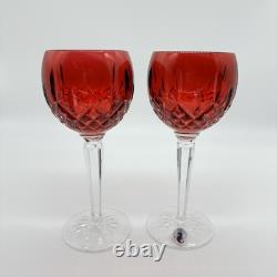 Waterford Ireland Crystal #146269 Lismore Crimson Hock Wine Glasses Set of 2