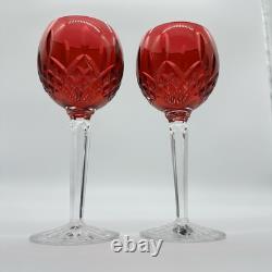 Waterford Ireland Crystal #146269 Lismore Crimson Hock Wine Glasses Set of 2