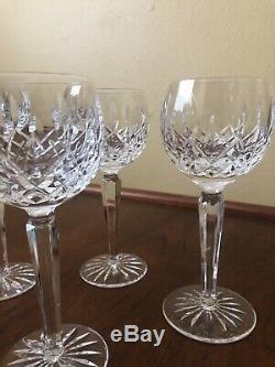 Waterford Ireland Irish Crystal(4)Hock Wine Glasses Lismore Pattern 7 1/2 Inches