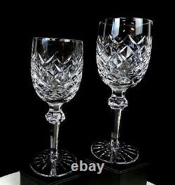 Waterford Ireland Signed 6 Oz Powerscourt 2pc Crystal Claret 7 1/8 Wine Glasses