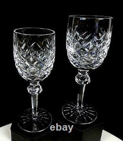 Waterford Ireland Signed 6 Oz Powerscourt 2pc Crystal Claret 7 1/8 Wine Glasses