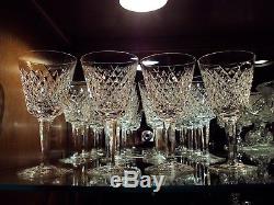 Waterford Irish Crystal Alana Claret Wine Glasses (12) Original Ireland c. 1980's