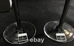 Waterford John Rocha 2 PC. Black High Band Cut Crystal Wine Glasses New In Box