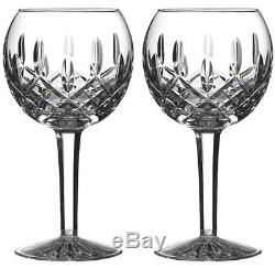 Waterford LISMORE CLASSIC BALLOON Wine SET/2 Glasses 60th Anniversary 156516 New