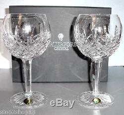 Waterford LISMORE CLASSIC BALLOON Wine SET/2 Glasses 60th Anniversary 156516 New