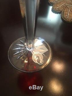 Waterford LISMORE Crimson Hock Wine SET/2 Glasses Red & Clear Crystal 146269 NIB