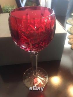 Waterford LISMORE Crimson Hock Wine SET/2 Glasses Red & Clear Crystal 146269 NIB