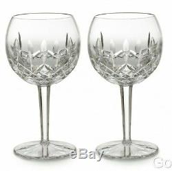 Waterford LISMORE Oversized Wine Balloon Glass 16 oz. (2) Two Glasses New