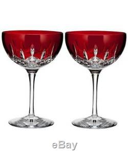 Waterford LISMORE POPS (RED) COCKTAIL / WINE GLASS pair NEW / BOX
